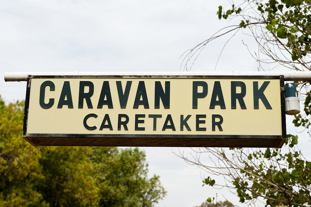 caravan park caretaker sign